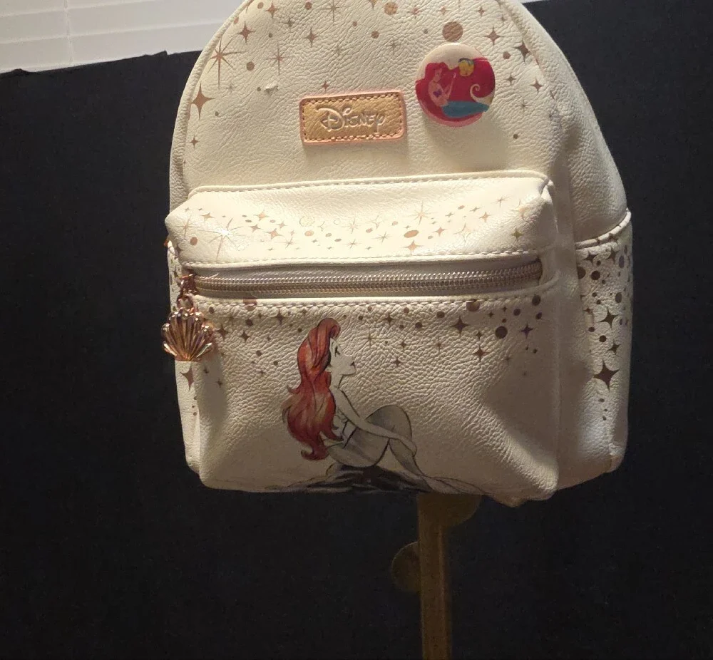 Disney Cream Ariel Mini Backpack with Rose Gold Shell Charm